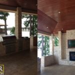 Patio Cover with Stained Cedar T&G Ceiling, Outdoor fireplace, & Outdoor Kitchen